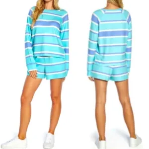 Wildfox Blue and White Striped Pajama Set
