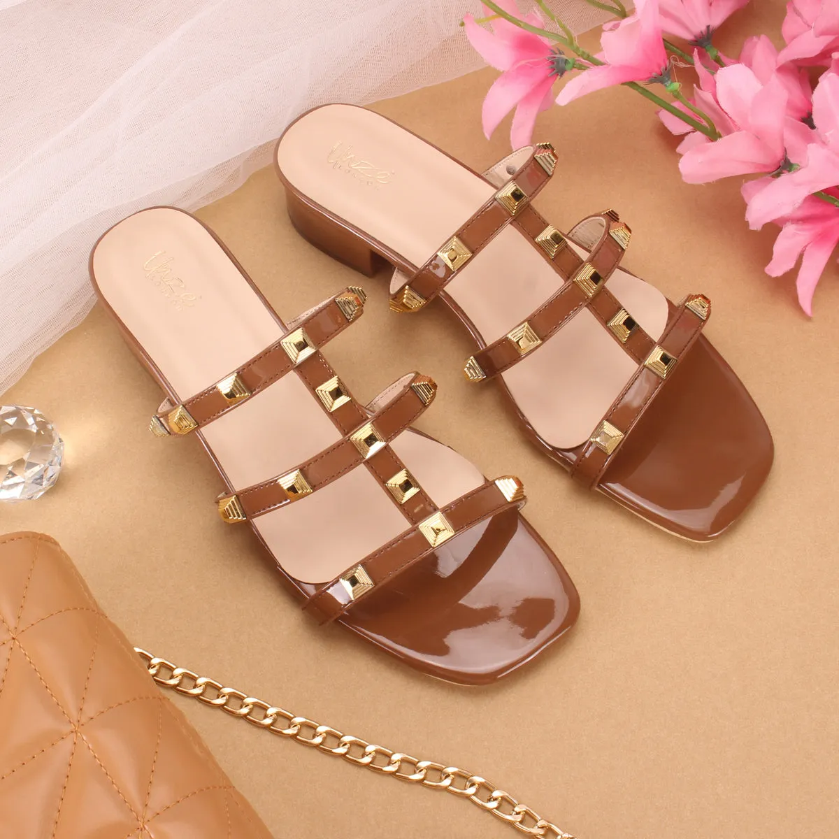 Womens "OZLEM" Decorated Block Heel Sandals