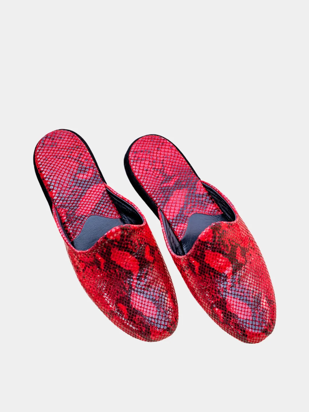 Women's "Red Snake" slippers  Model 1103 Cowhide leather