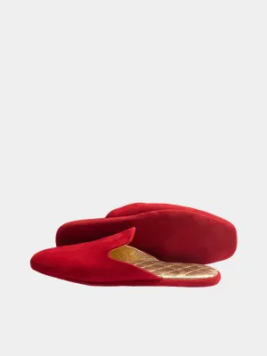 Women's red travel slippers with case  Model 1110 Suede Leather