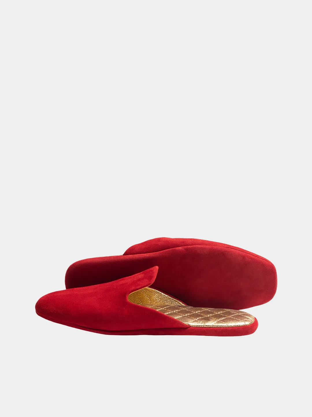 Women's red travel slippers with case  Model 1110 Suede Leather